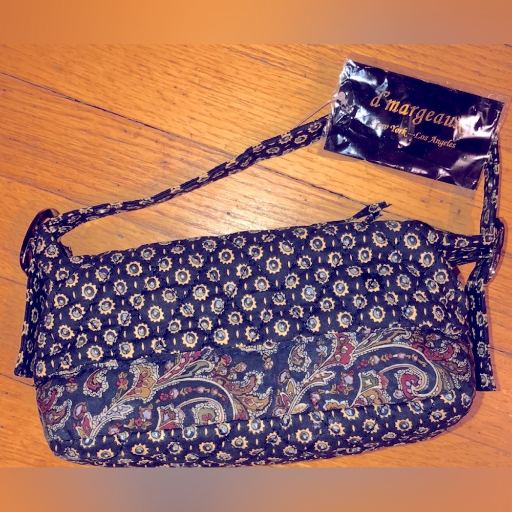 NWOT D’Margeaux purse Black & Gold quilted Cotton, French Sunflower & Paisleys.